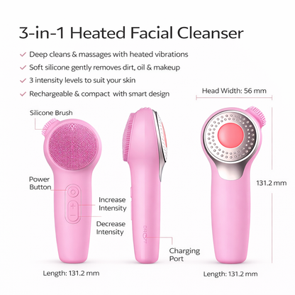 3-in-1 Heated Sonic Facial Cleansing Brush