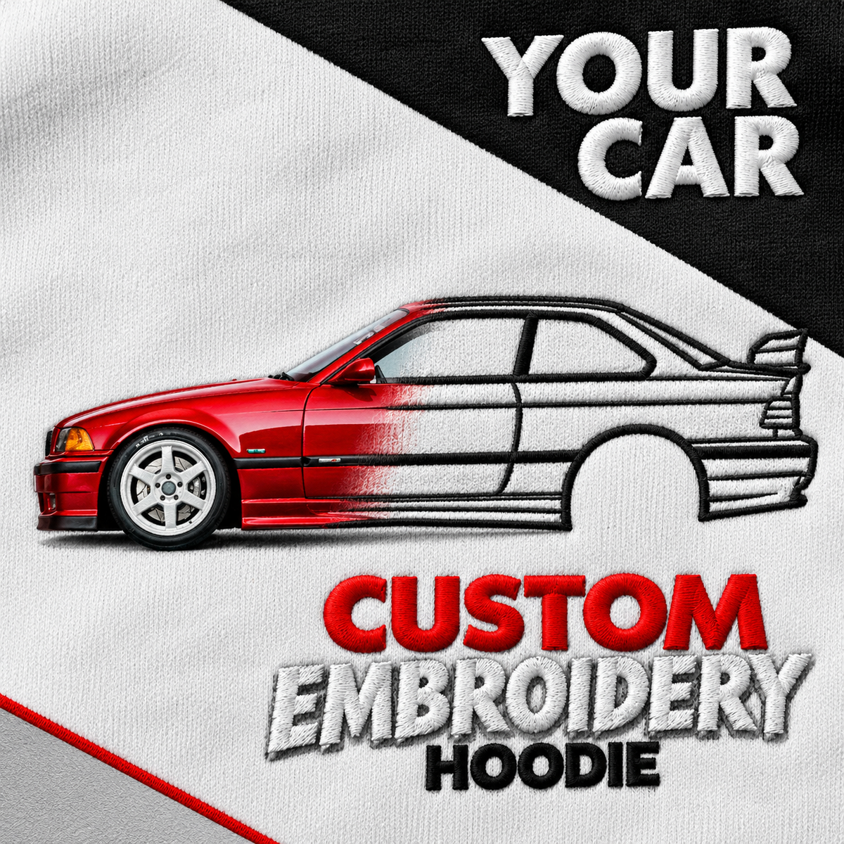 Custom Car Line Embroidered Hoodie
