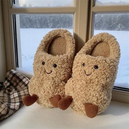 Cozy Winter Plush Peanut Slippers