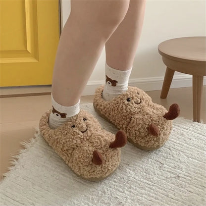 Cozy Winter Plush Peanut Slippers