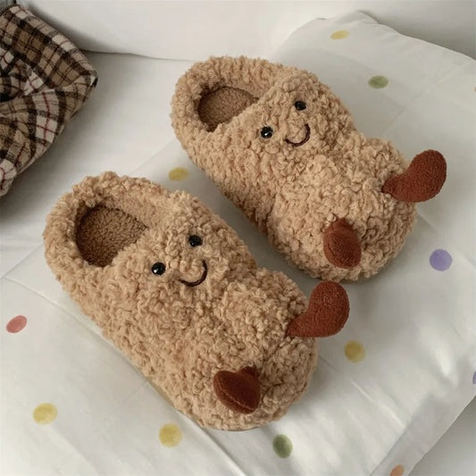 Cozy Winter Plush Peanut Slippers