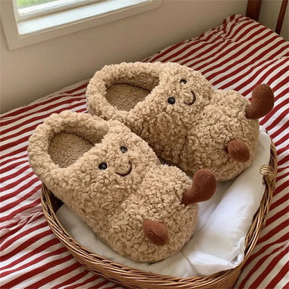 Cozy Winter Plush Peanut Slippers