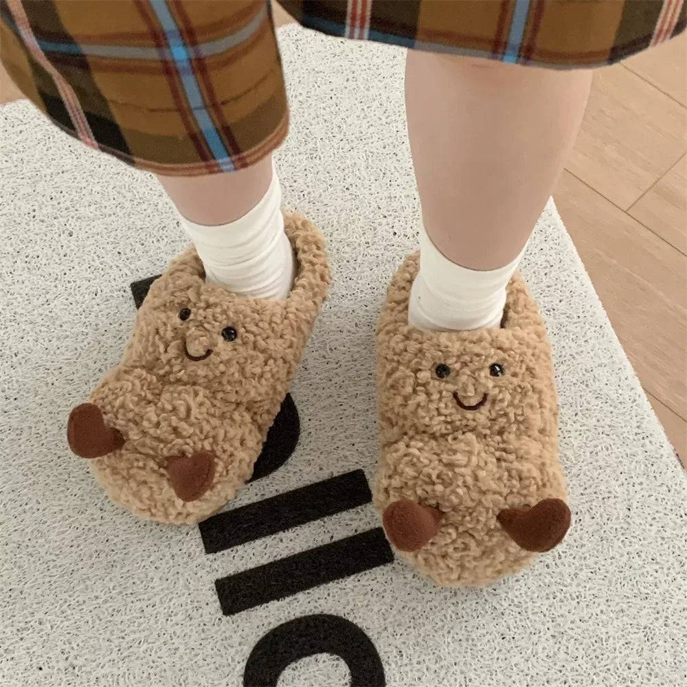 Cozy Winter Plush Peanut Slippers