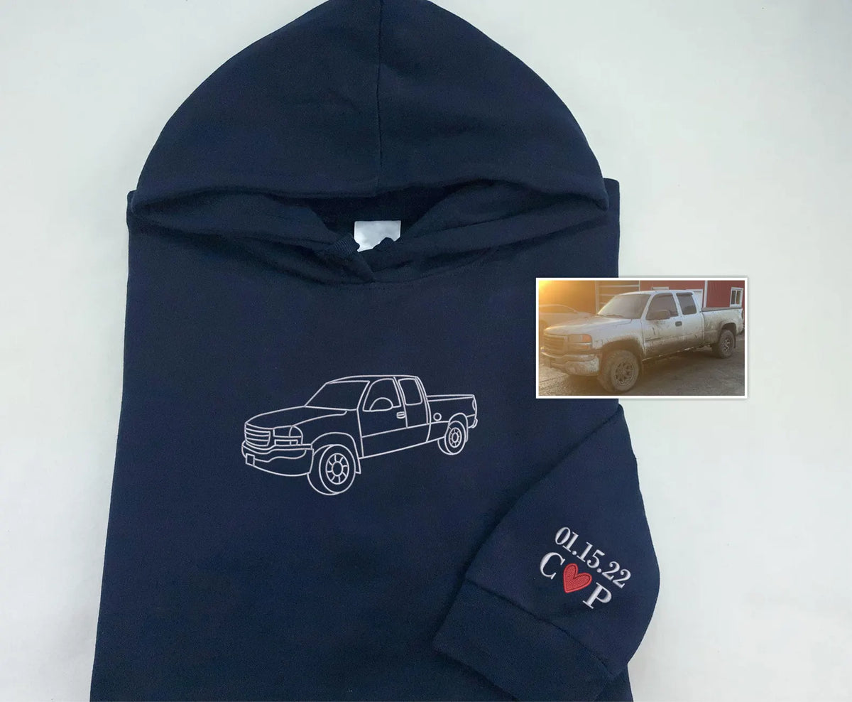 Custom Car Line Embroidered Hoodie